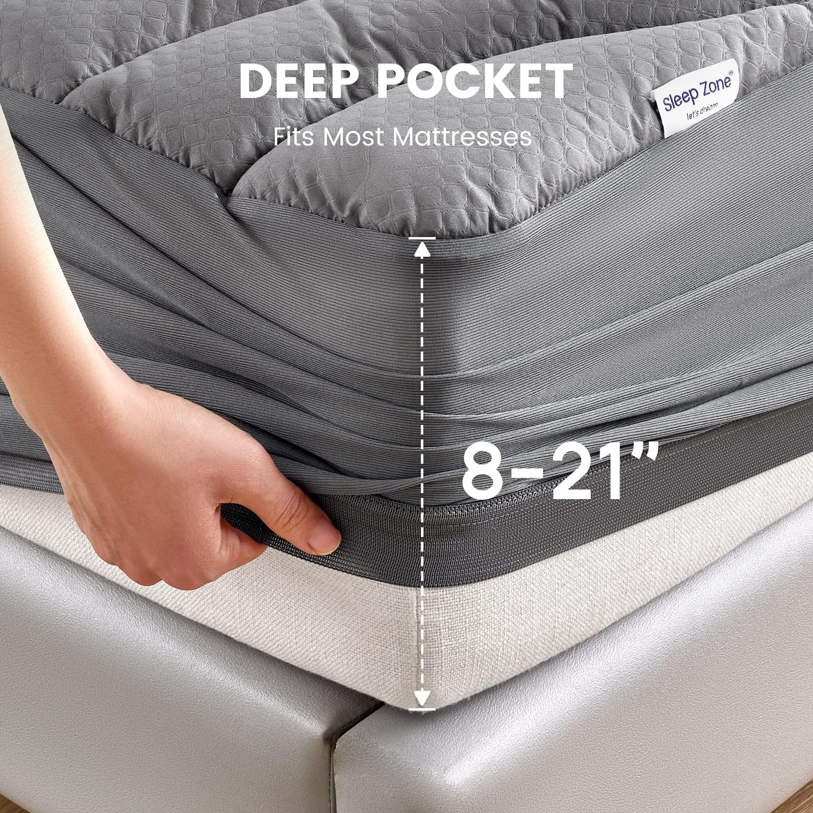 SLEEP ZONE Waterproof Twin XL Mattress Pad, XL, Pad