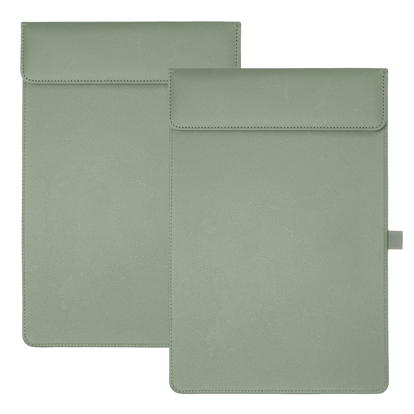 2 Pack Magnetic Leather Clipboard, 14" x 9" Clipboard with Pen Holder (Green)