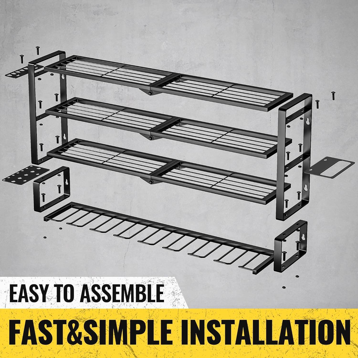 Large Power Tool Organizer Wall Mount 8 Drill Holder 4 Layer Metal Storage