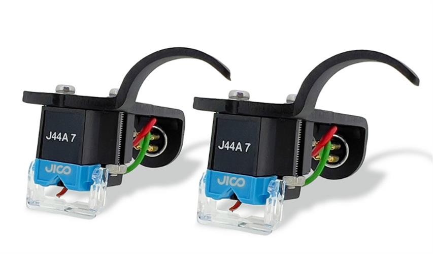 JICO Omnia J44A 7 DJ Improved SD Cartridges Mounted on Black JICO Headshells