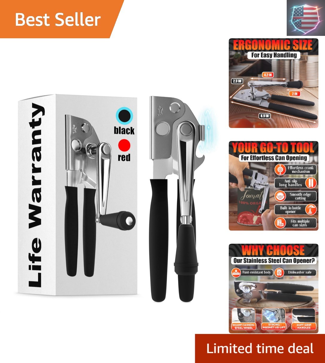 Heavy Duty Commercial Can Opener – Stainless Steel Can Opener for Large & Sma...
