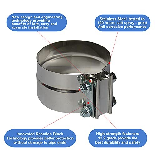 4 inch Exhaust Clamp Stainless Steel Muffler Band Clamps for 4" 4" - 2 PCS
