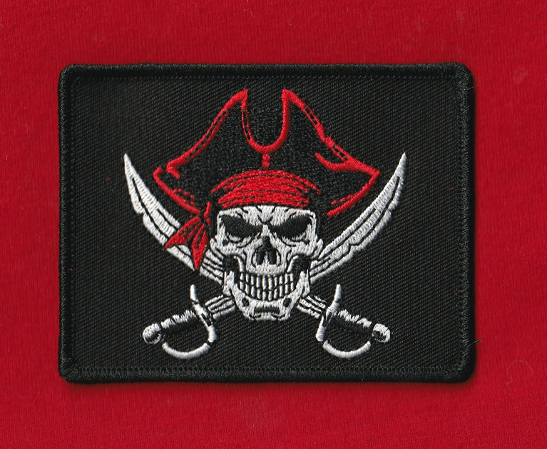 3.5" Hook Patch Calico Jack Pirate Hat Red Bandanna Flag Navy Morale JTF NEW USA