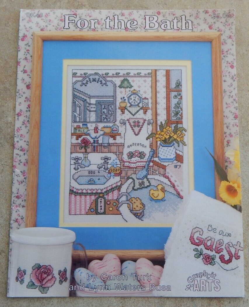 New Graph-It Arts Cross Stitch Pattern Booklet "FOR THE BATH" Colorful Cute Duck