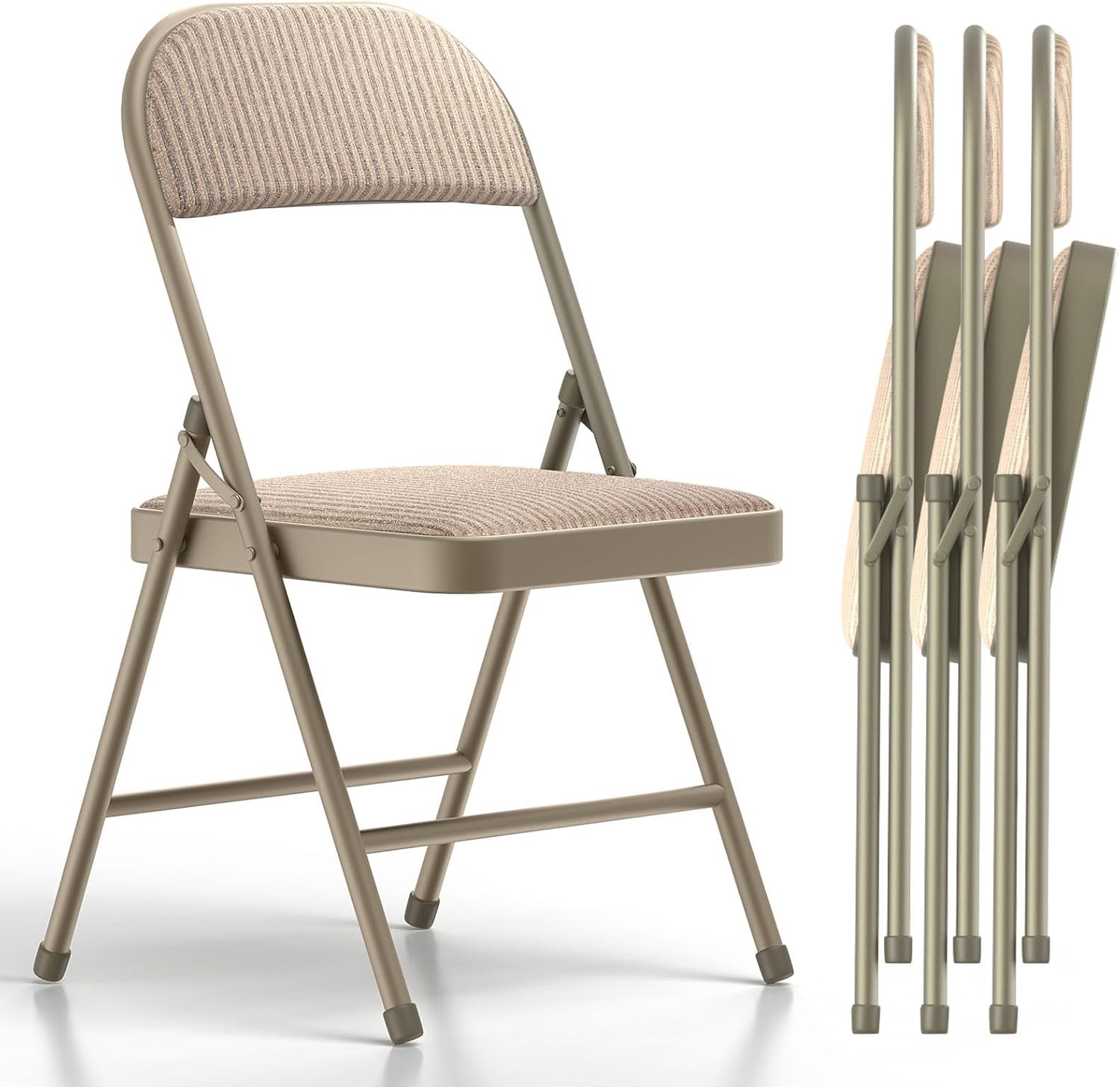4 Pack Folding Chairs, Fabric Dining Chair Set with Padded Cushion and Back