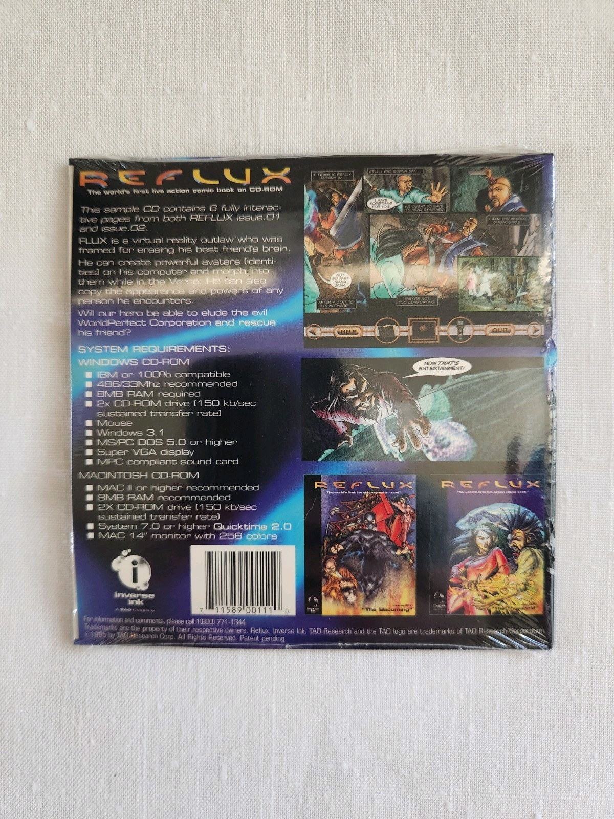 Inverse Ink Reflux Interactive Comic Book PC CD-ROM New Sealed