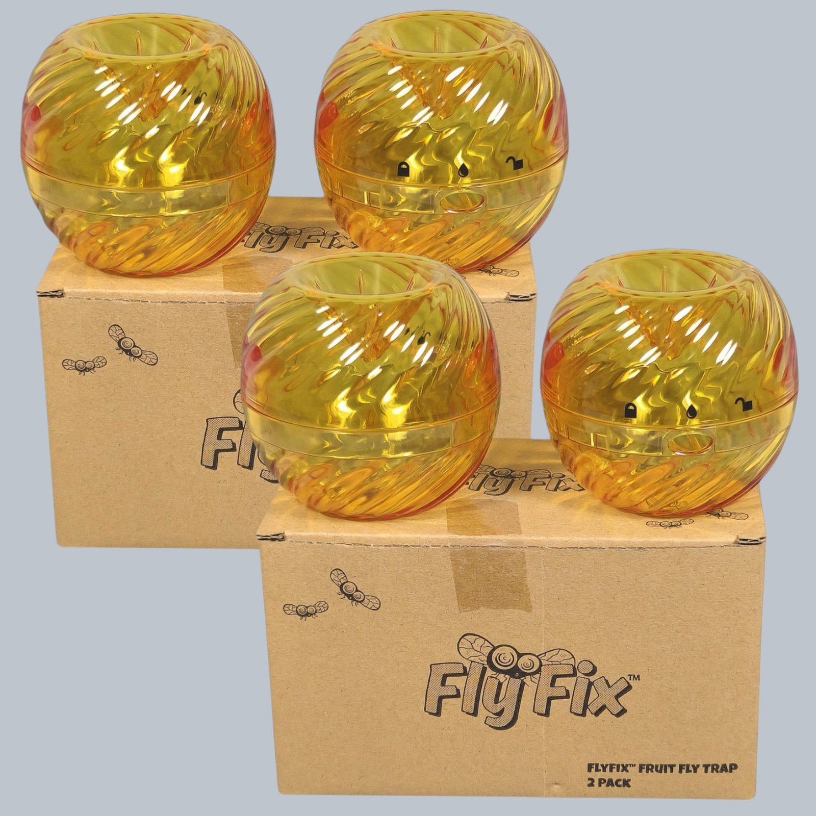4 Pack FlyFix Fruit Fly Indoor Traps Yellow