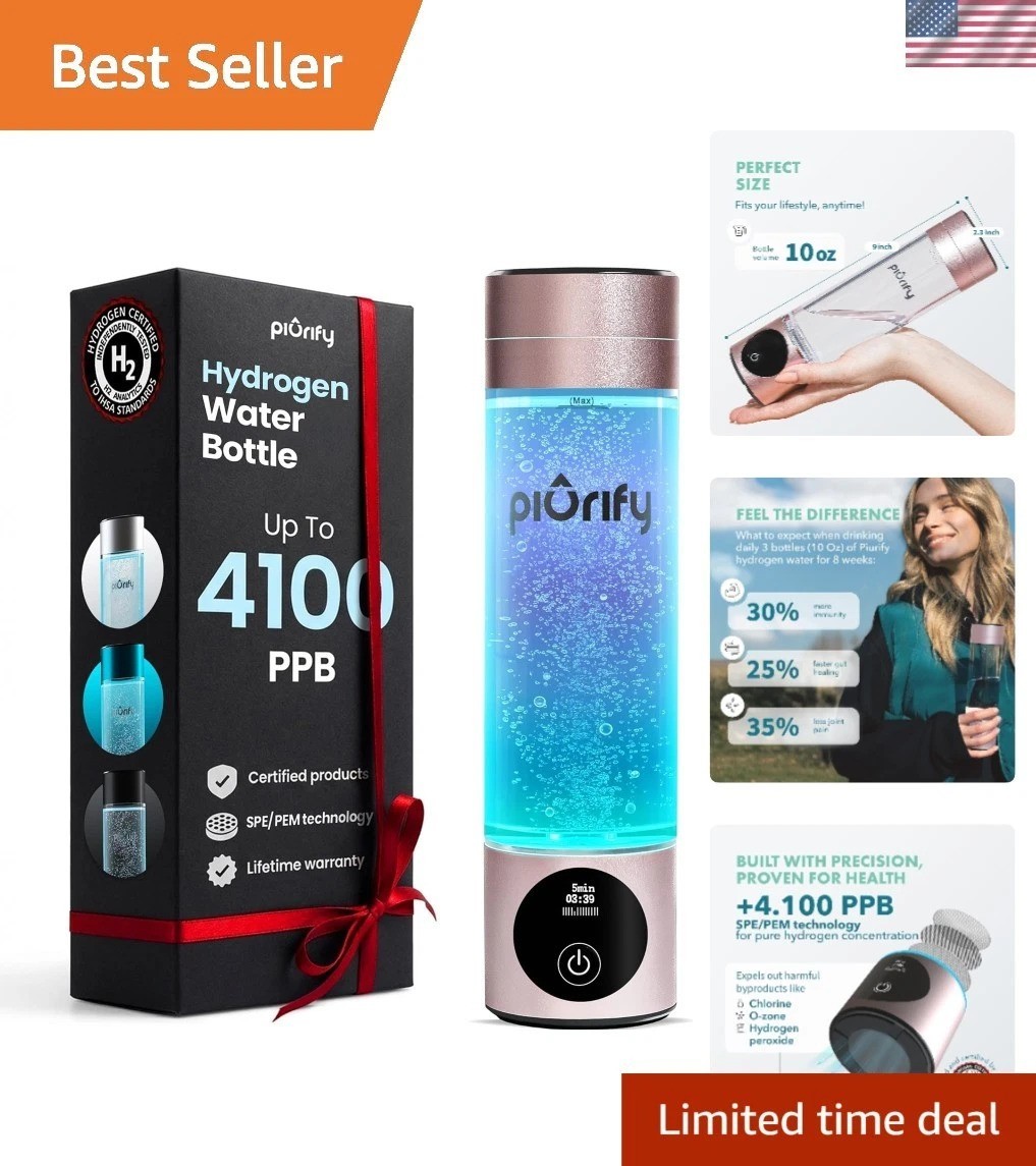 Hydrogen Water Bottle Generator 4100+ PPB Portable Rechargeable Pink Fitness