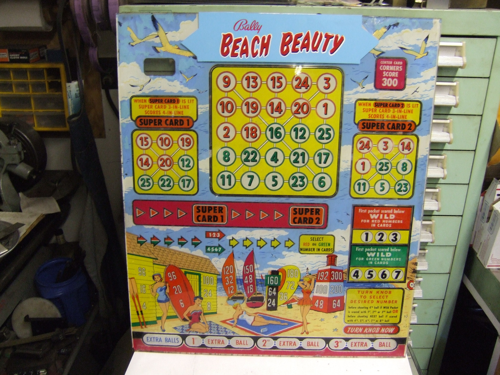 Bally bingo pinball BACK GLASS BEACH BEAUTY
