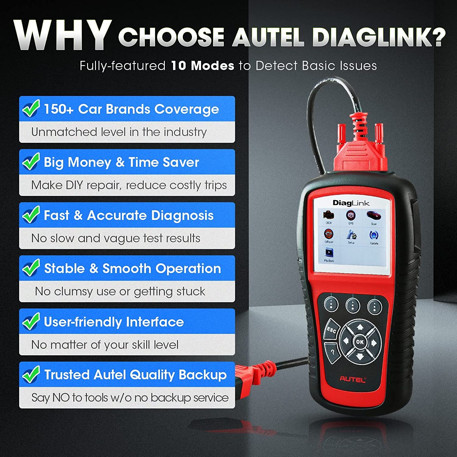 2026 Car All System Scanner Autel MaxiDiag Elite DiagLink OBD2 Diagnostic Reader