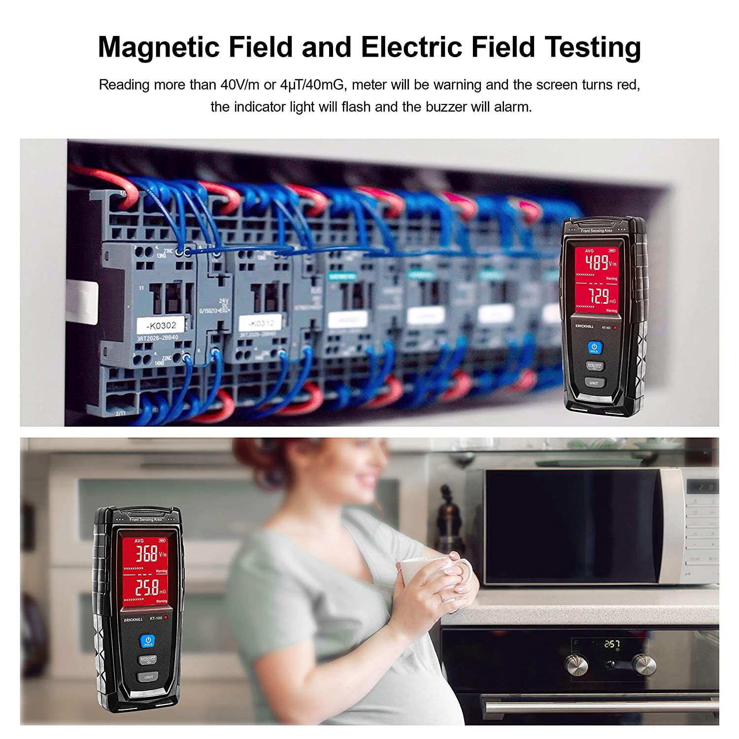 EMF Meter, Rechargeable Digital Electromagnetic Field Radiation Detector Hand-He