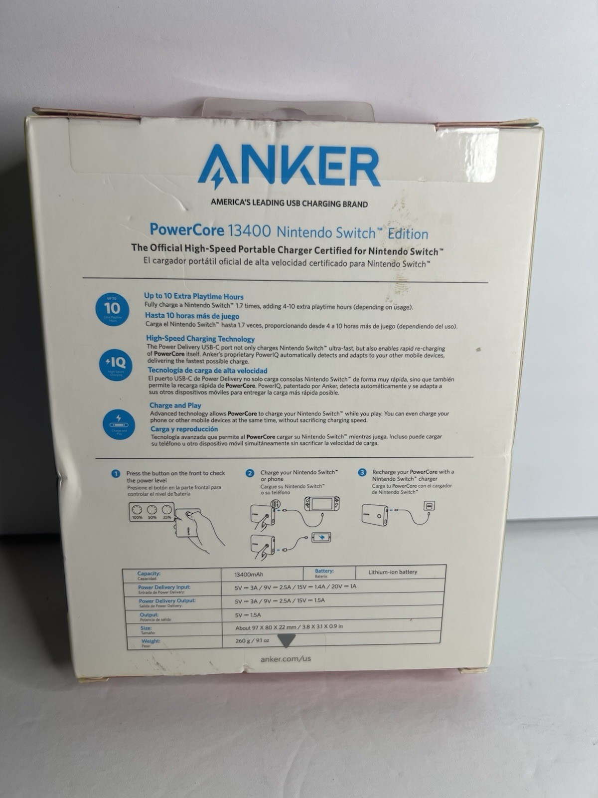 Anker PowerCore 13400 Nintendo Switch Edition portable charger.
