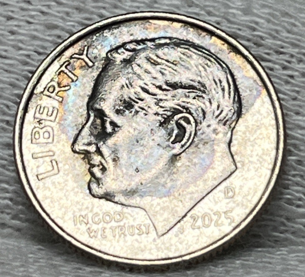 2025 D Dime Errors Strike Through Grease Both Sides Toning