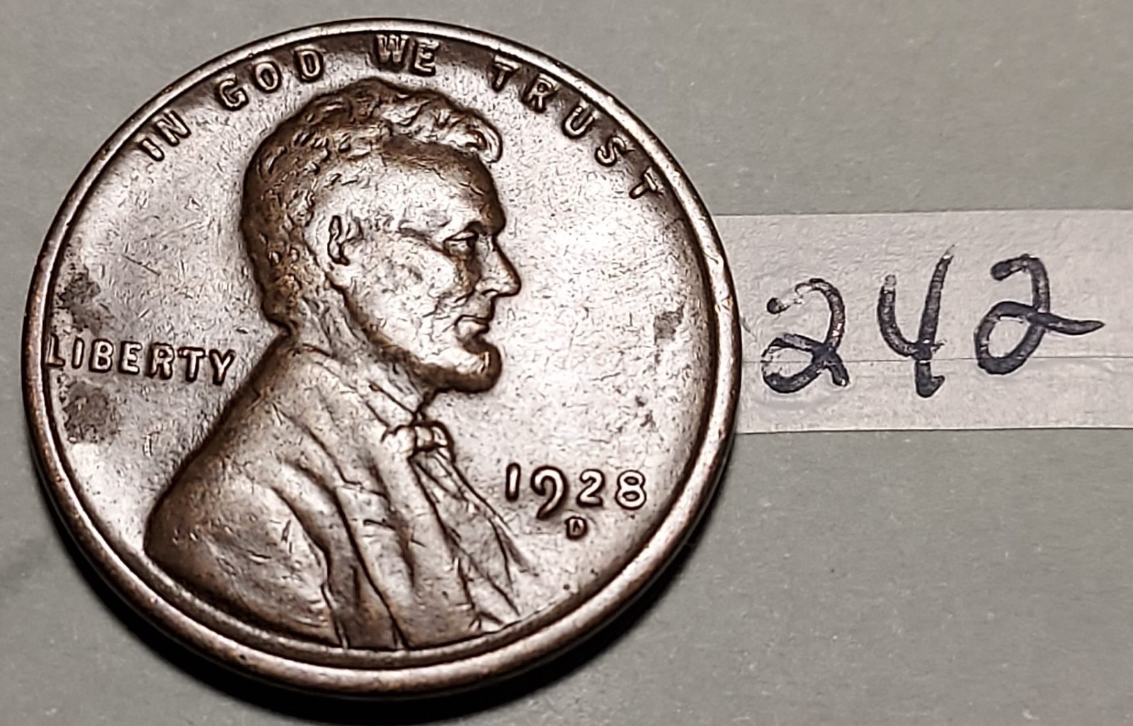 1928-D Lincoln Wheat Cent VERY FINE #242