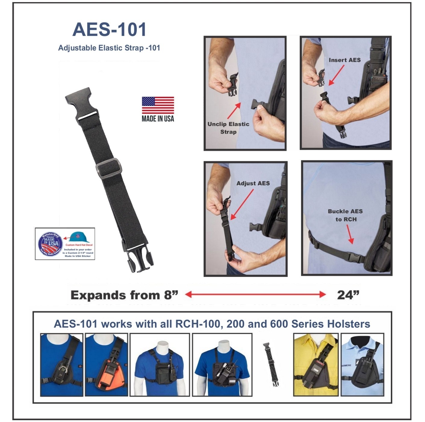 AES-101 ADJUSTABLE EXTENSION STRAP RADIO COMMUNICATIONS ACCESSORY