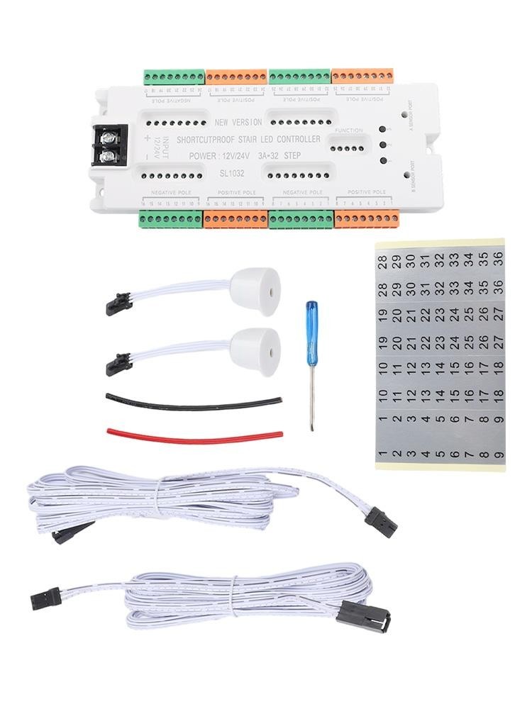 Stair LED Controller 32 Channels UL1032 with Dual AB Sensor Wiring Guide