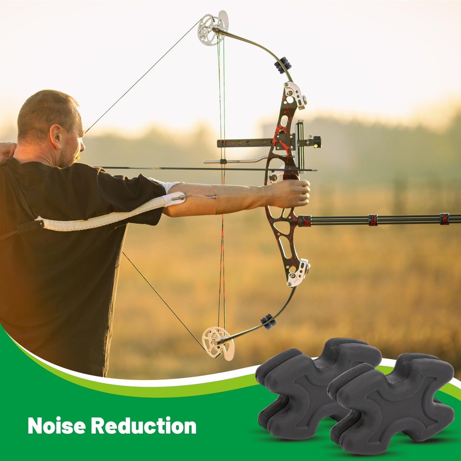 Omoojee 4 PCS Bow Limb Dampeners for Compound and Crossbow, Archery Black