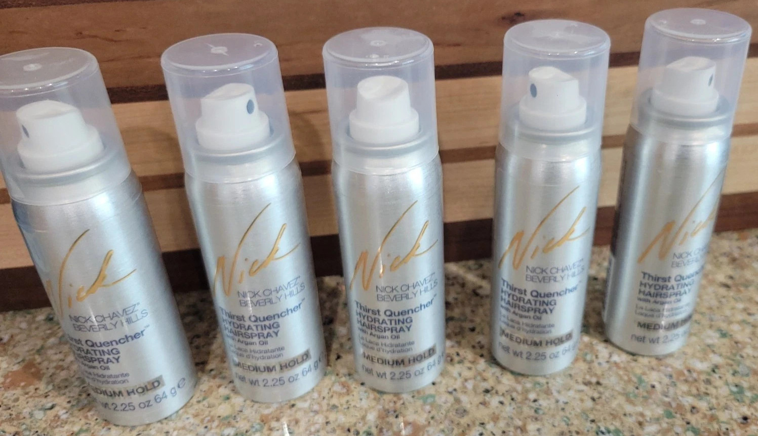 Lot of 5 ~ Nick Chavez Thirst Quencher Hydrating Hairspray Medium Hold ~ 2.25 oz