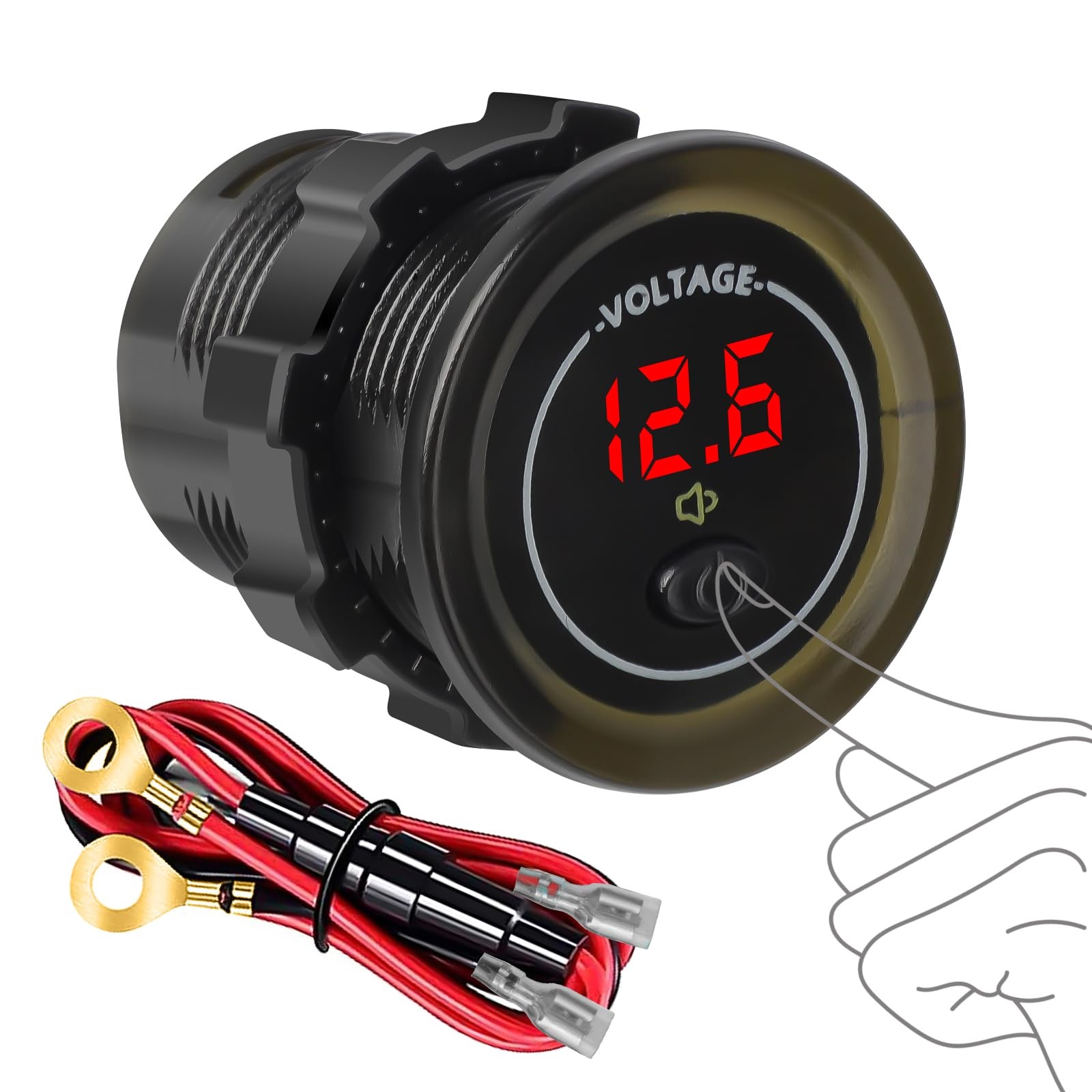 Linkstyle Battery Voltage Meter, Waterproof 211.6 cubic centimeters, Black