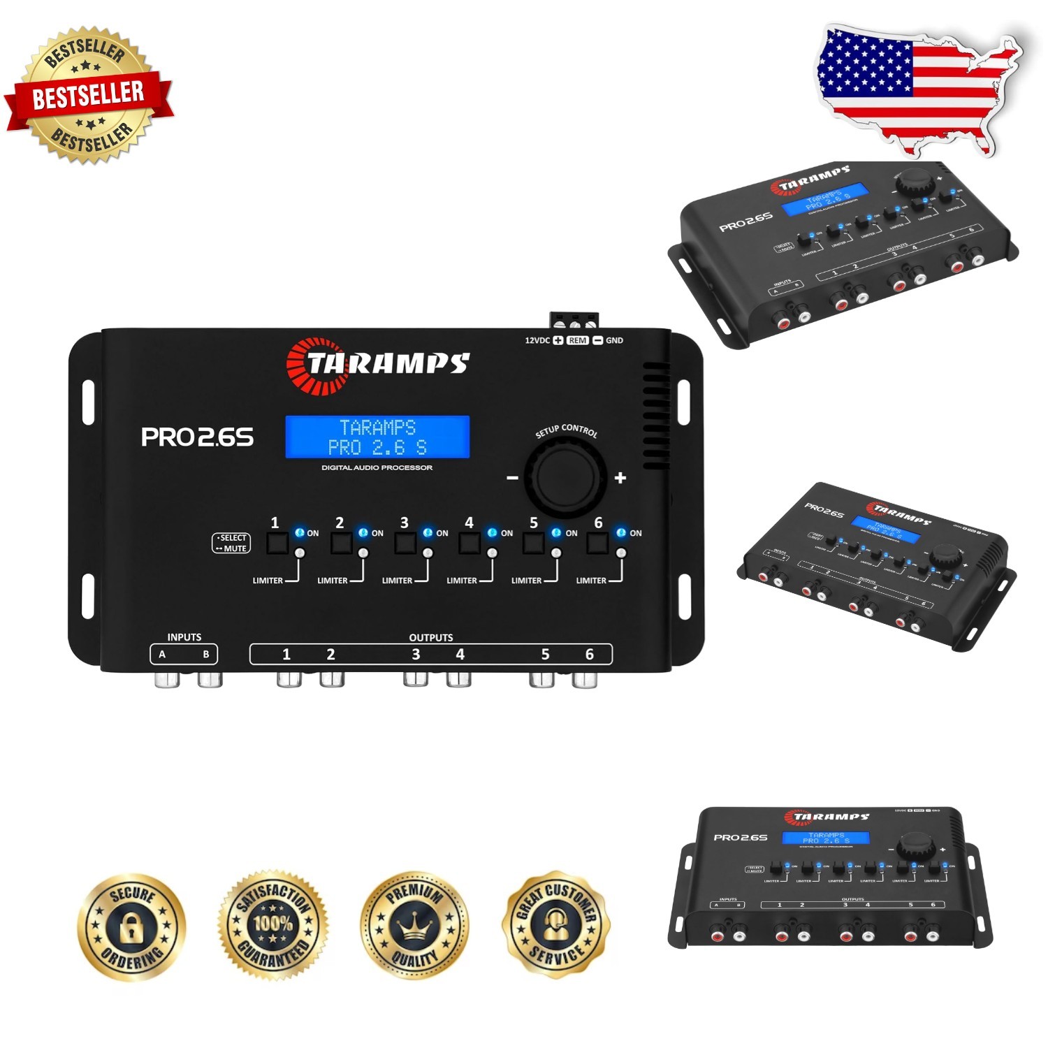 Pro 2.6S DSP Car Audio Processor 6Ch 3-Band EQ Mute Pairing Output