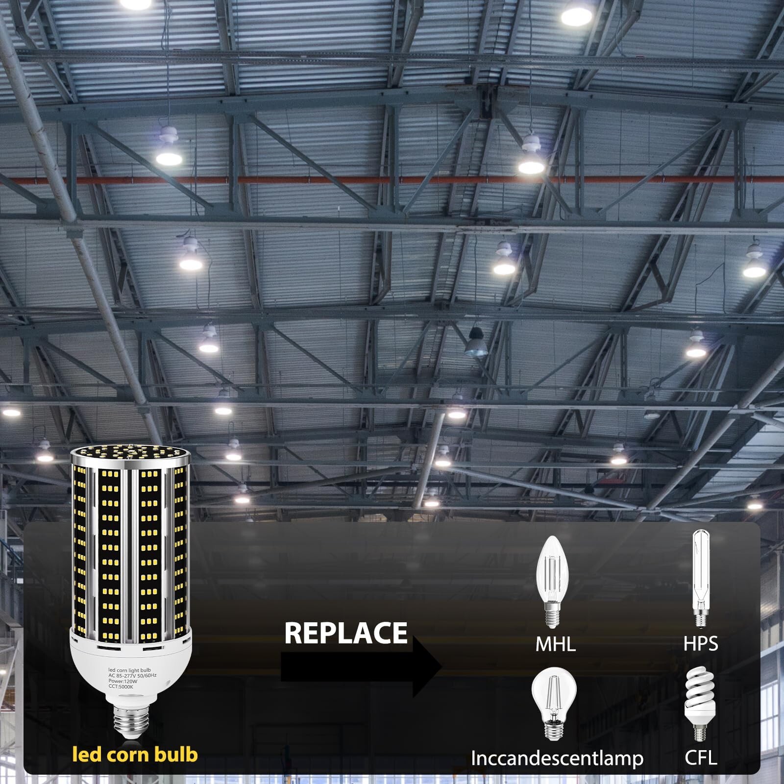 120W 2 pack LED Corn Light Bulb(1200W Equivalent ) ,Commercial Grade DayLight...