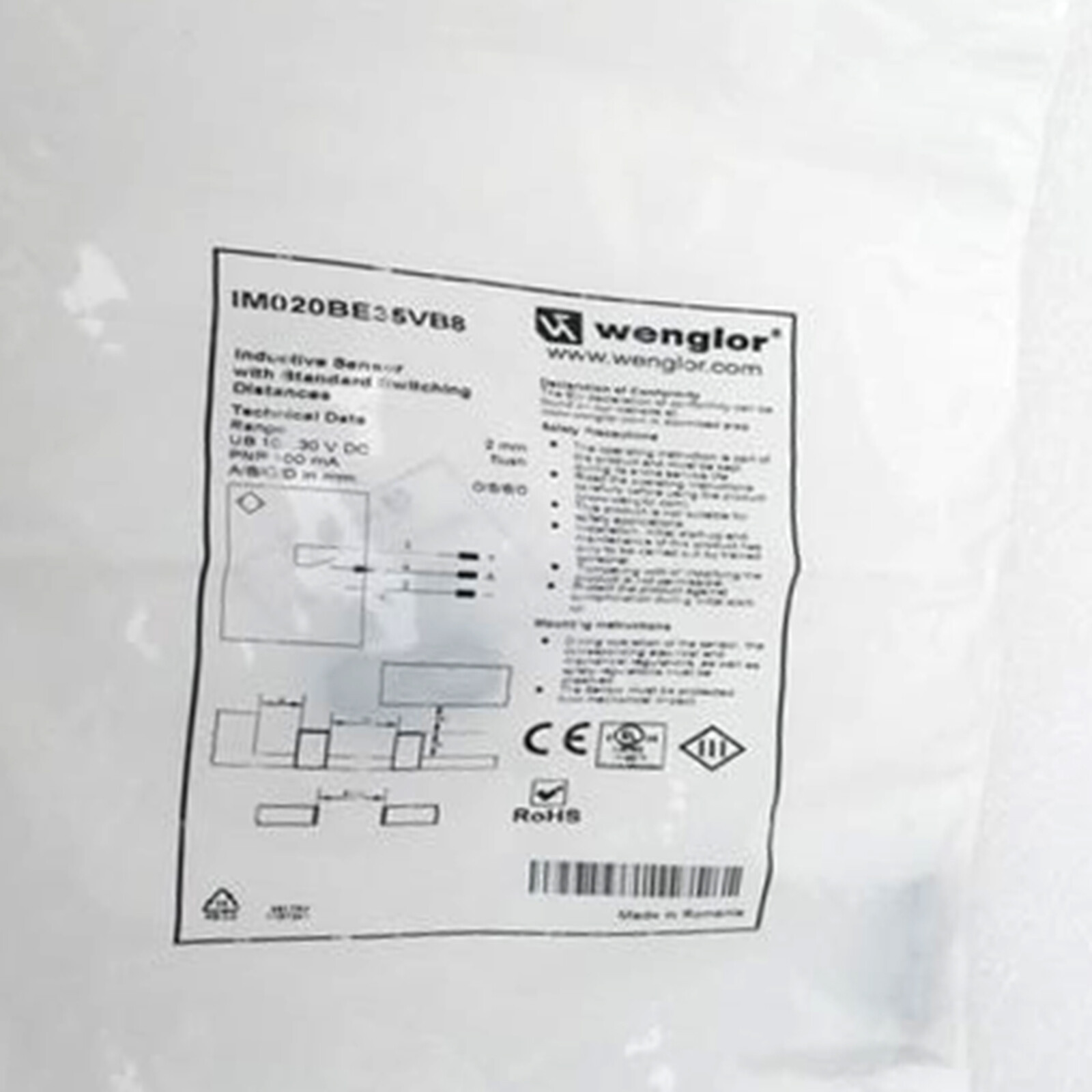 Wenglor Inductive Sensor IM020BE35VB8 PNP New