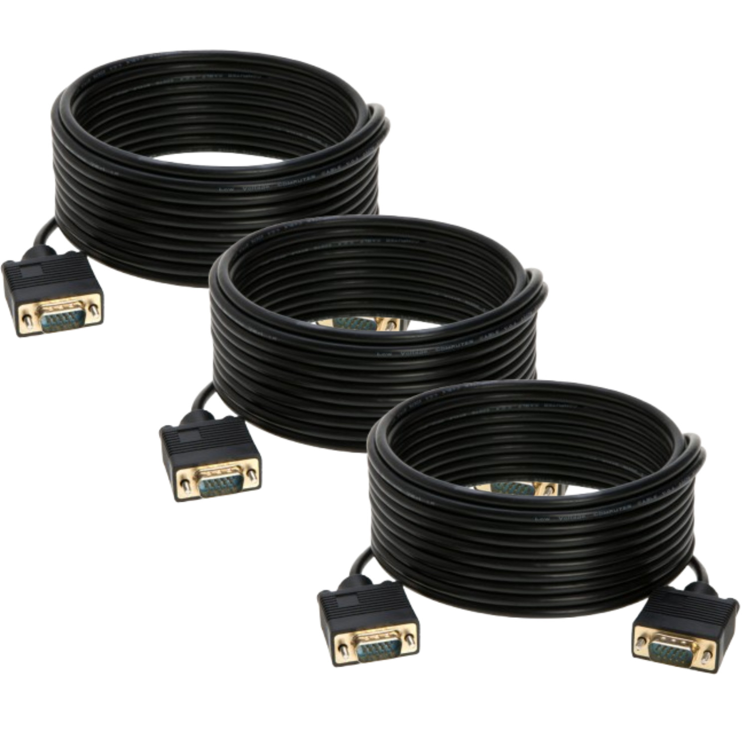3 pcs 10ft SVGA VGA Cable Male to Male M/M Monitor Cord TV HDTV Full HD15 Laptop