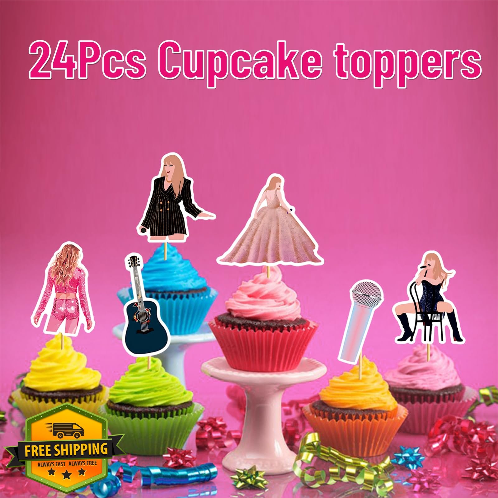 24pc Happy Birthday Cupcake Toppers, In My Birthday Era Cake Decor