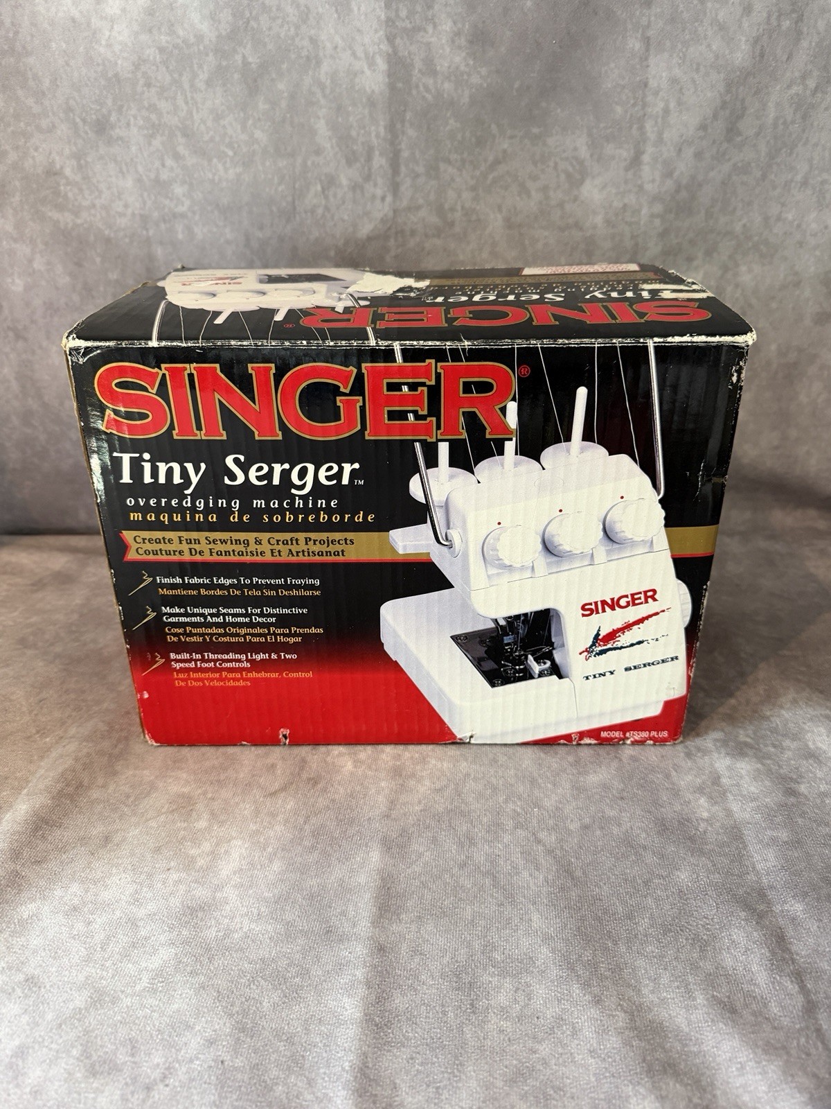Singer Tiny Serger Overedging Sewing Machine TS380 PLUS W/Box USED
