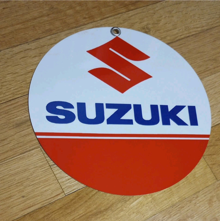Iconic Suzuki Motorcycle Brand Garage Wall Decor All-Metal Sign