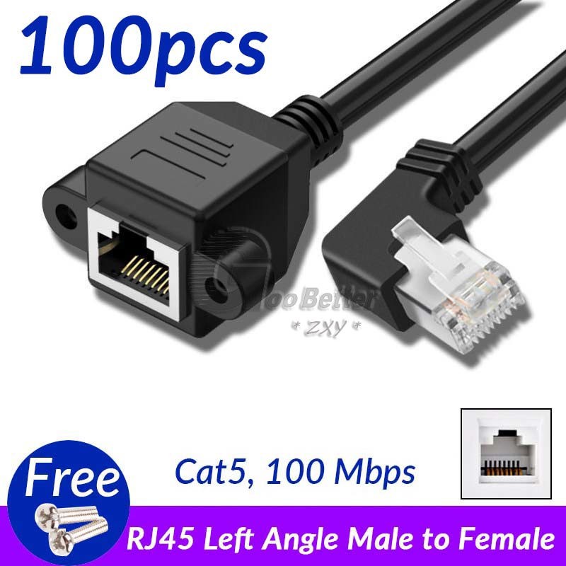 100pcs RJ45 Male to Female Ethernet Network Screw Panel Mount Extension Cable 1M