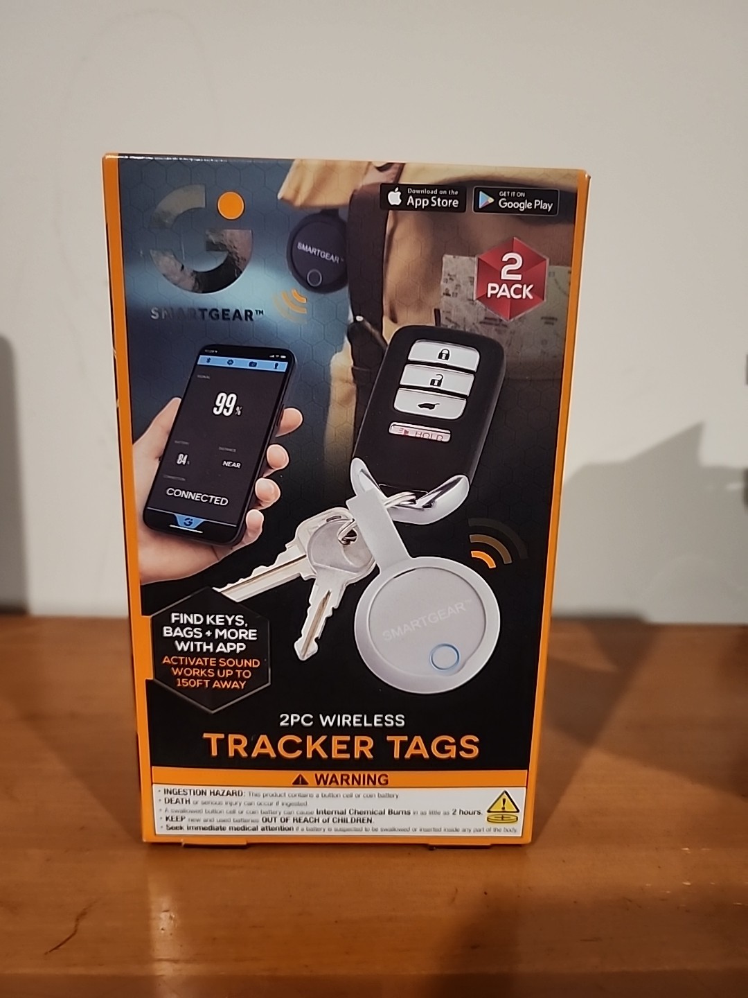 2piece Wireless Tracker Tags By Smartgear New Unopened Box iPhone Or Android
