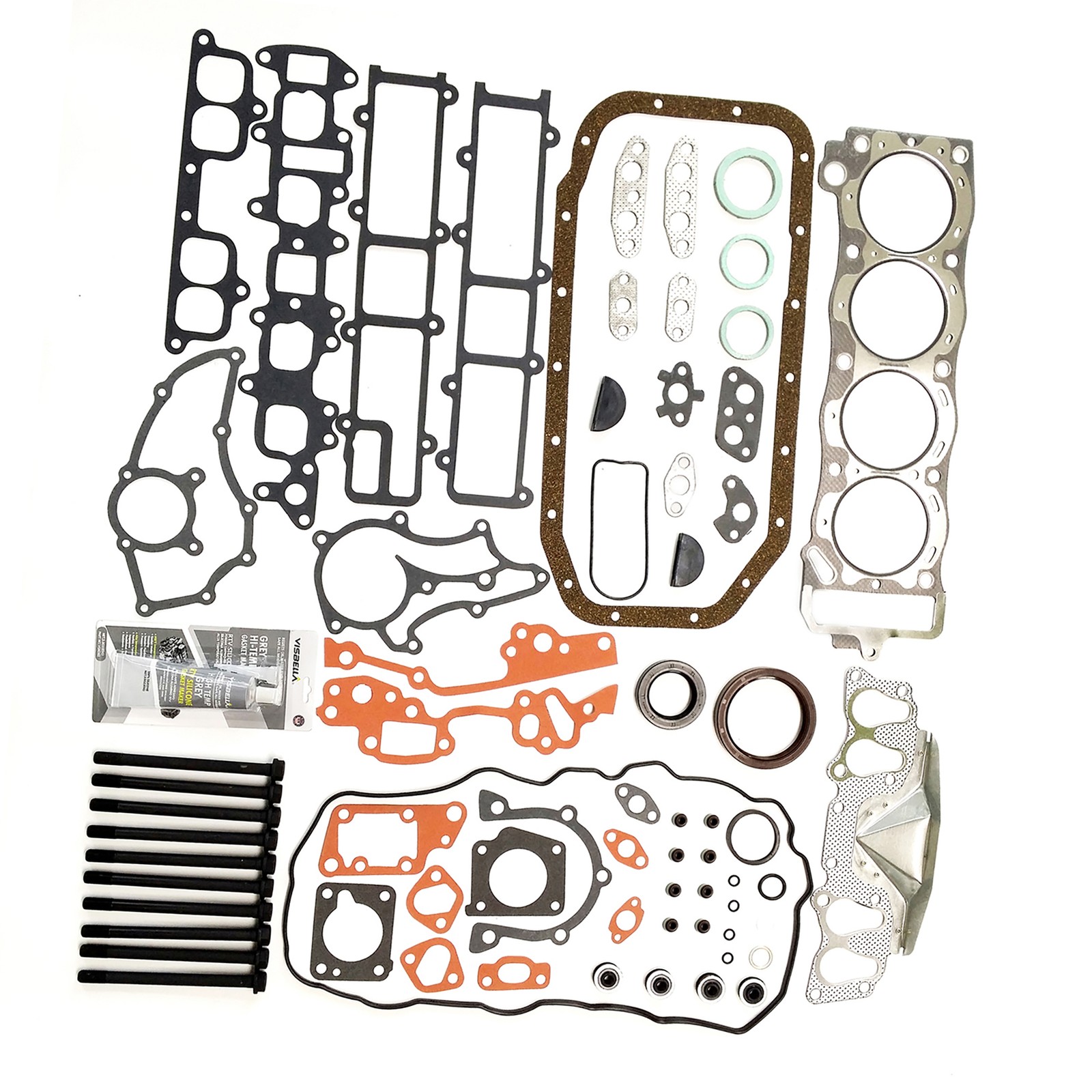 85-95 Toyota 2.4L Engine Head Gasket Set+Cylinder Head Bolts Kit 22R 22Re 22Rec