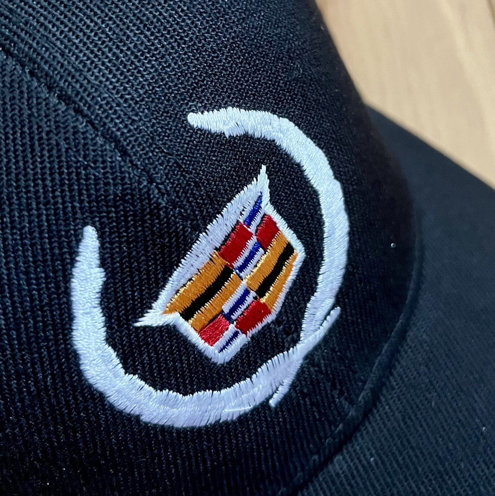 Cadillac Logo Embroidered Baseball Cap . Adjustable. Black
