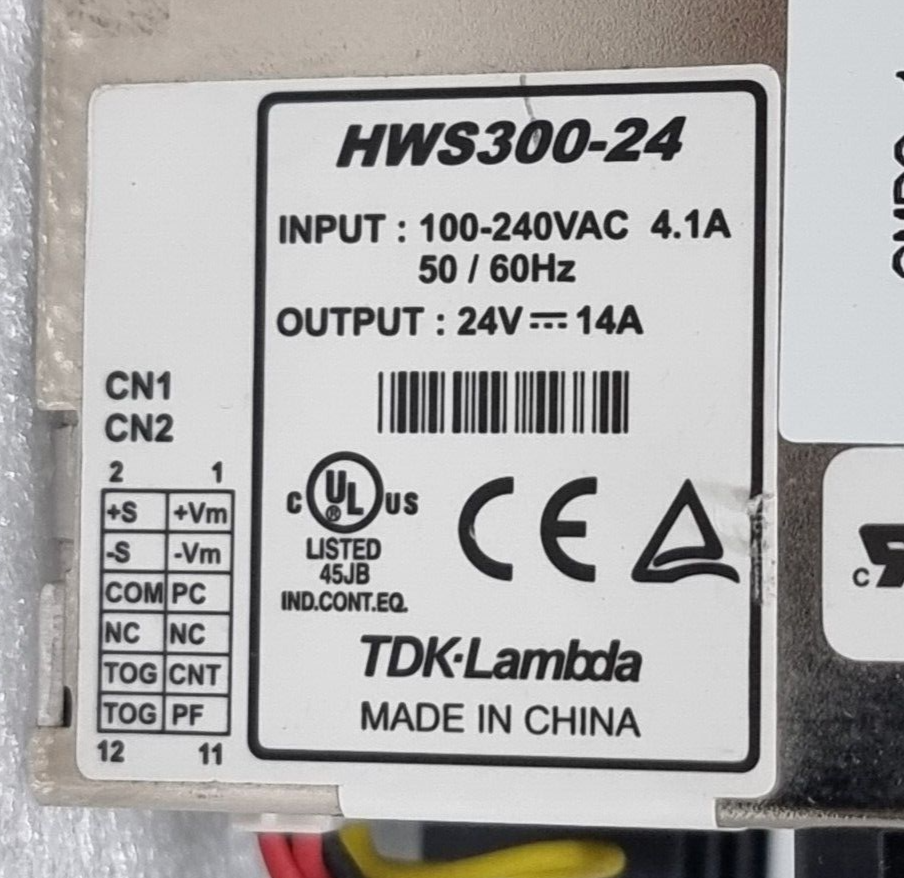 TDK-Lambda DC POWER SUPPLY HWS300-24 OUT PUT 24V 14A