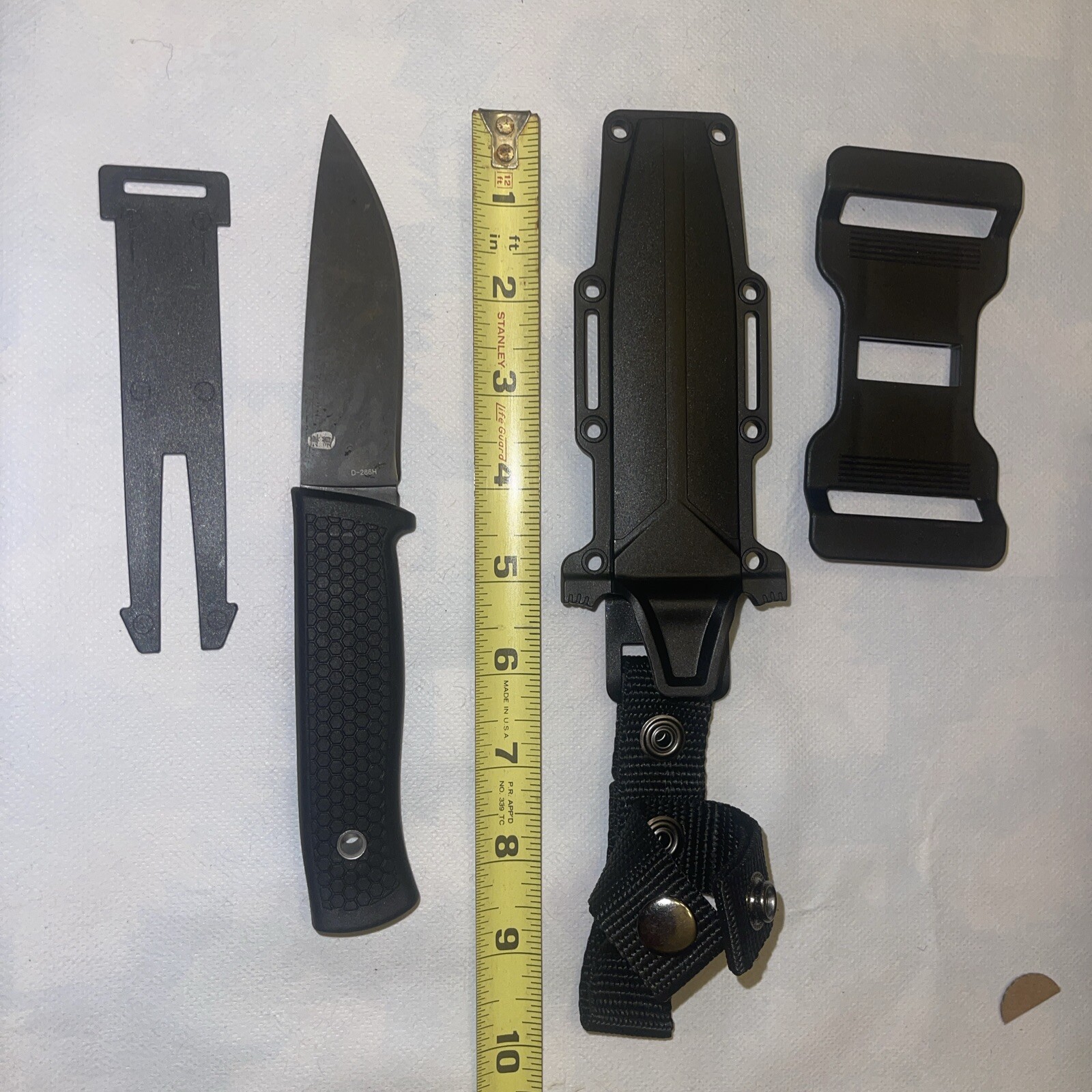 HX Outdoors Fixed Blade Knife Rubber Handle Drop Point w/ Sheath