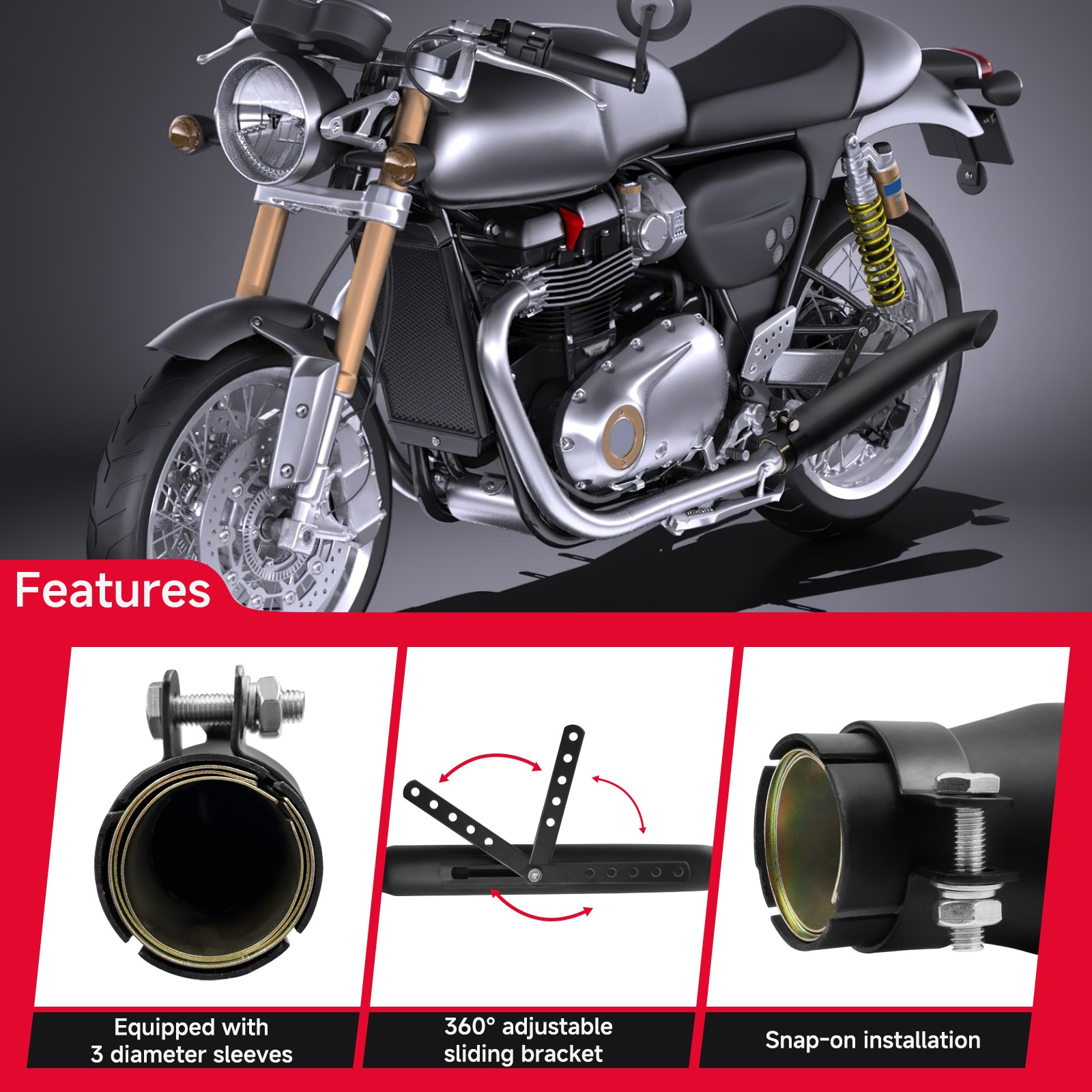 1x 20" Exhaust Muffler Pipe Slip-On For Kawasaki Vulcan S VN 650 900 800 Bobber