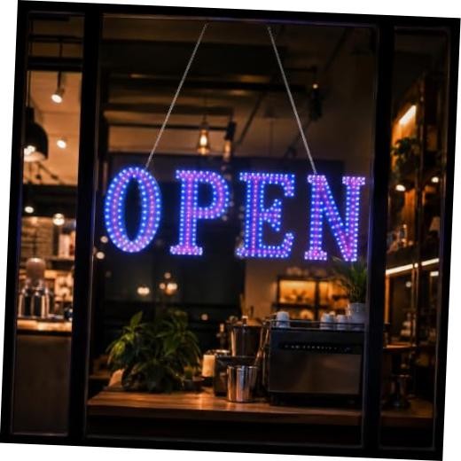 LED Open Sign for Business, Open Neon Sign 30x10 Inch with Large Red&Blue