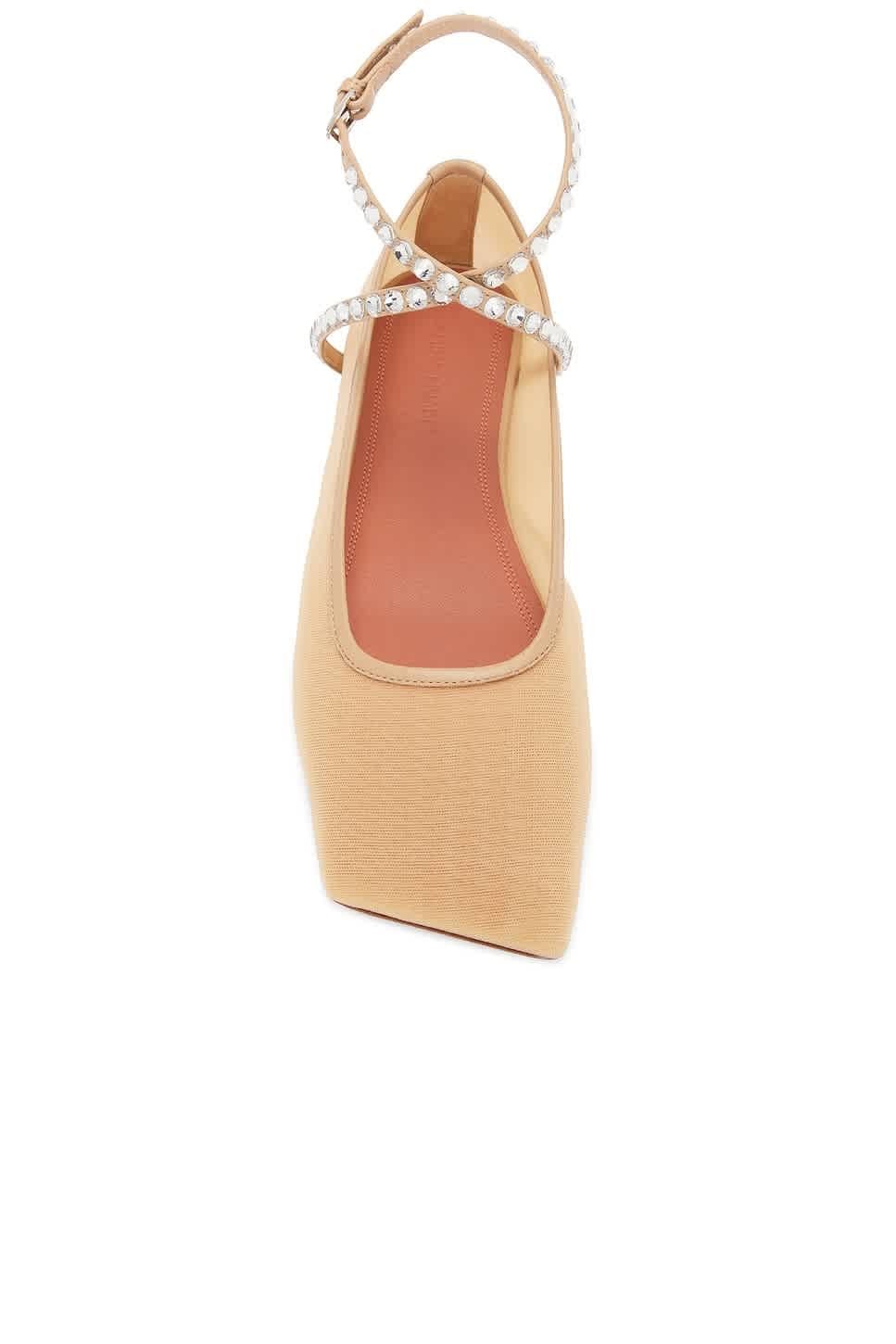 Amina Muaddi Crystals Ane Mesh Ballet Flats
