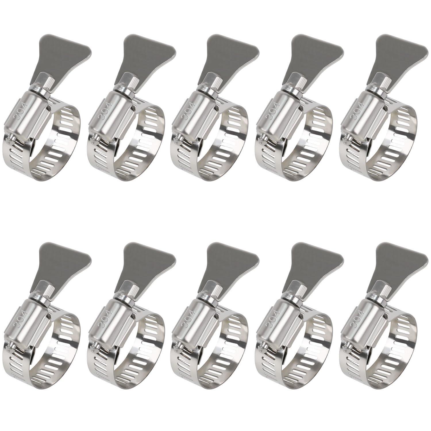 LeMotech 10 Pack Hose Clamp Stainless Steel Adjustable 1/2" ~ 1" （14-27mm