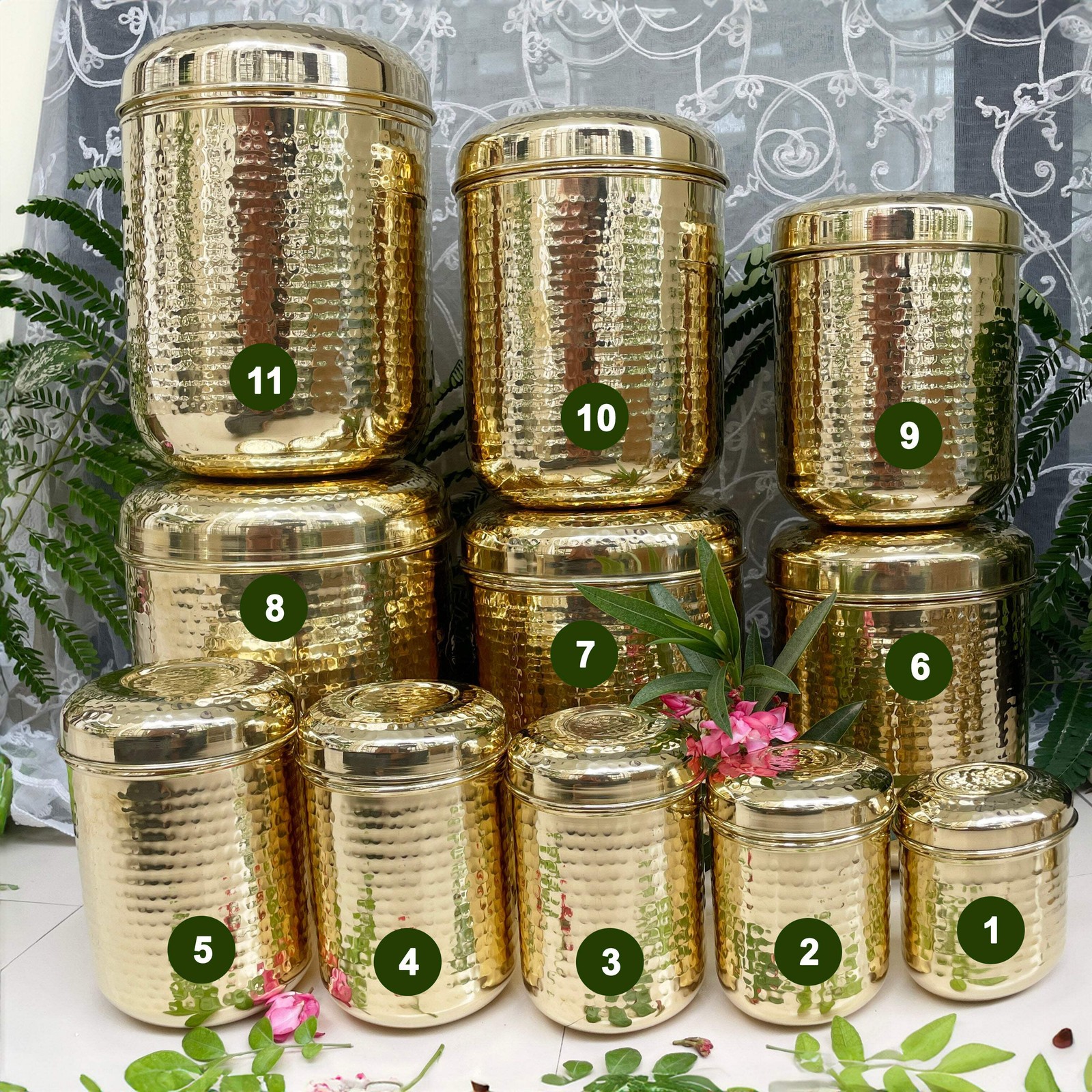 Brass Hammered Storage Canister Set | Pulse Storage Box | Pantry Essentials | De