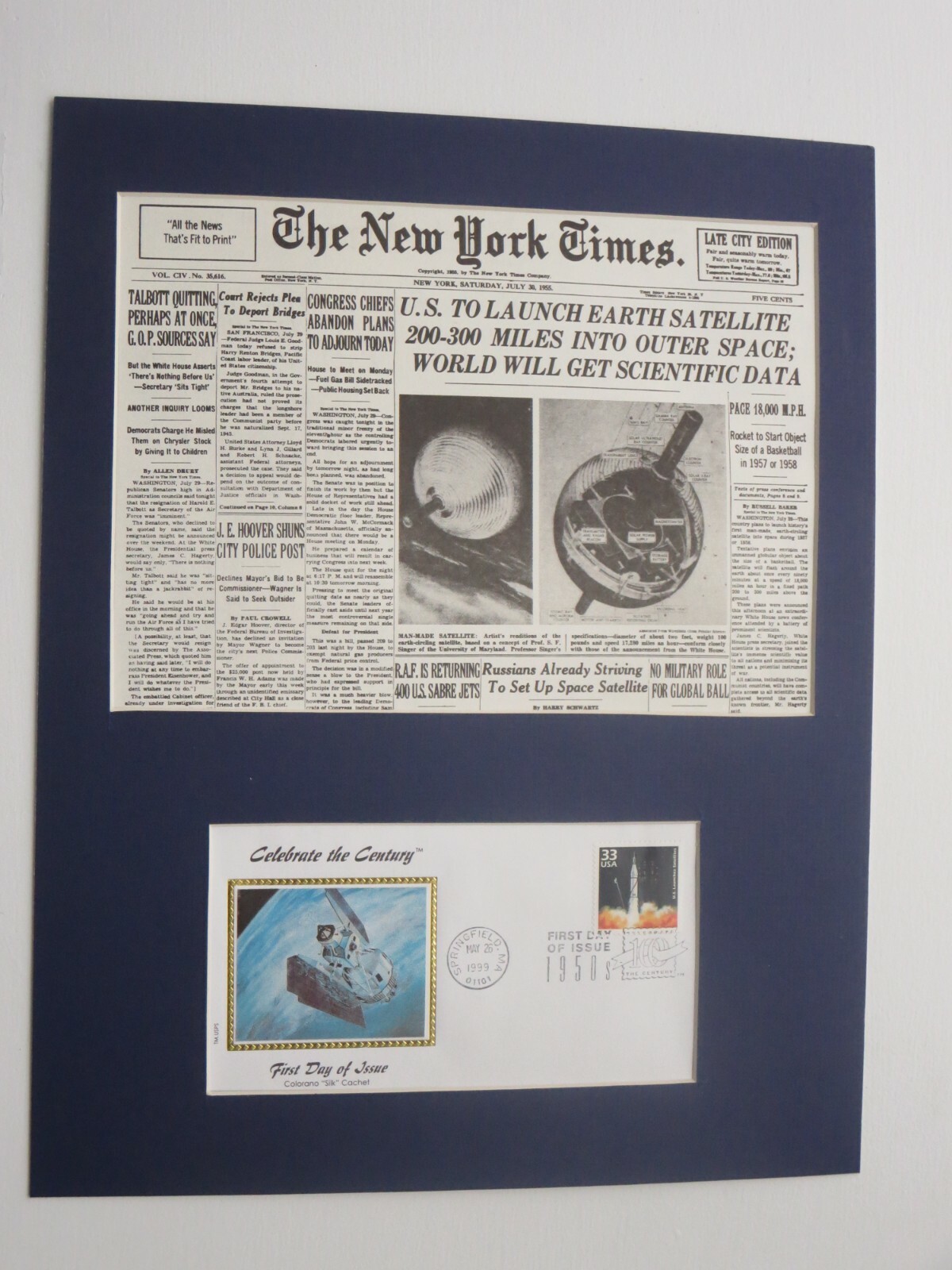 The U.S. Prepares to send a satellite into Space & First Day Cover