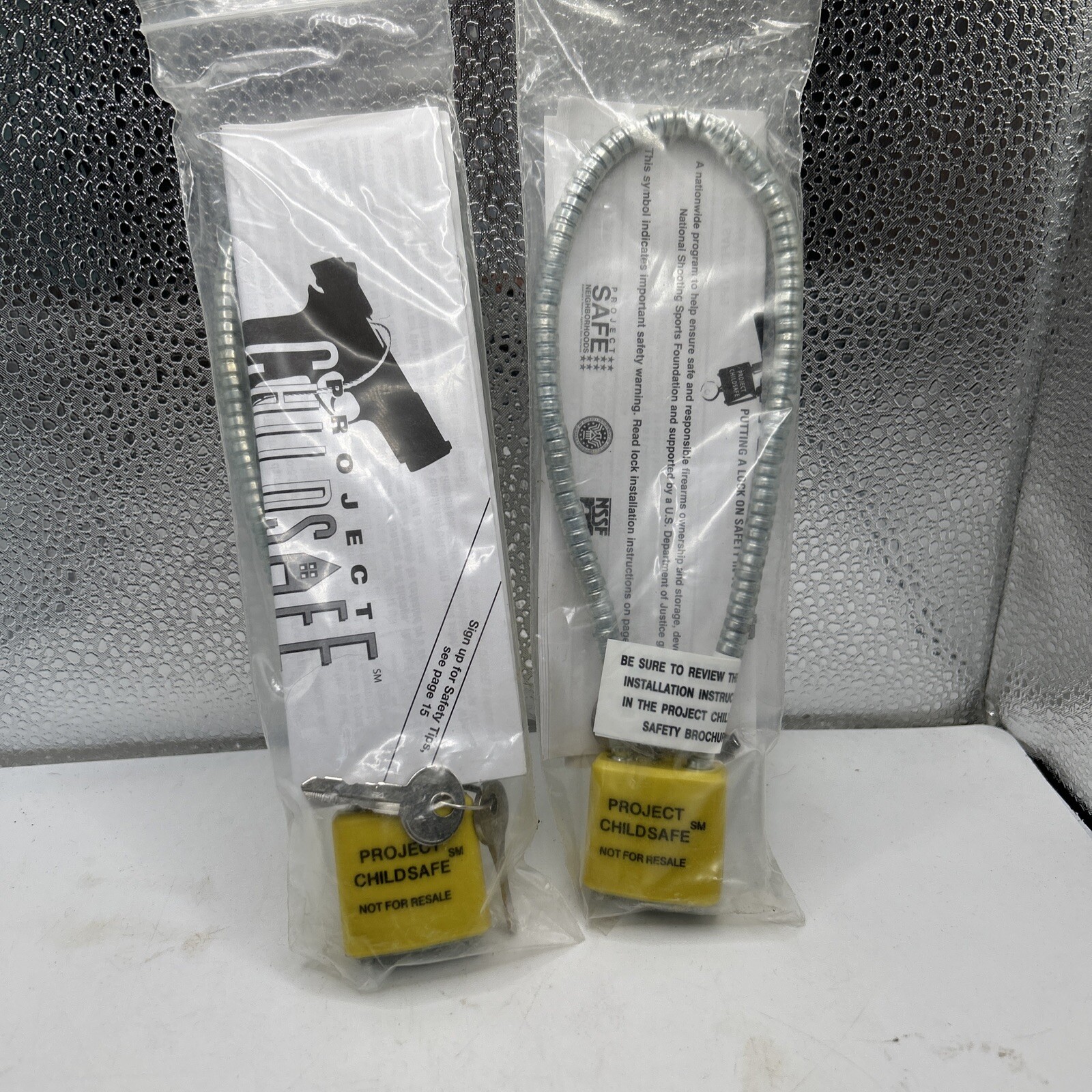 Lot Of 2 Gun Lock Project Child Safe Cable with 2 Keys New in Original Package