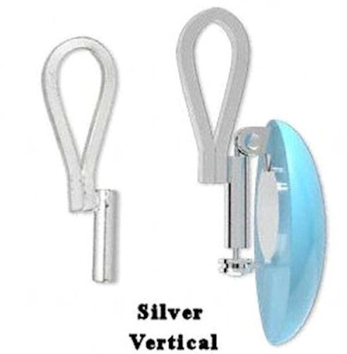 Brooch Pin Converter, 36 Silver Plated Brass 32x10mm Vertical with Loop Bail