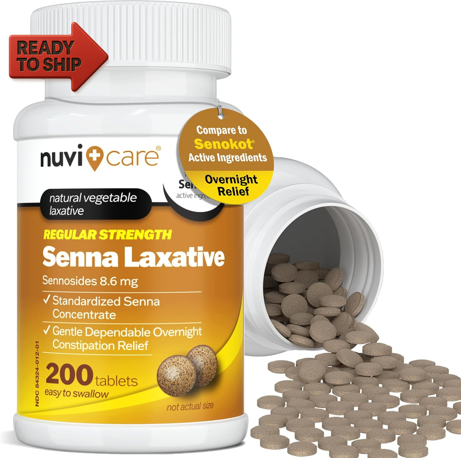 Senna Laxative Tablets 8.6 Mg – Natural Senna Leaf Laxative for Occasional Cons