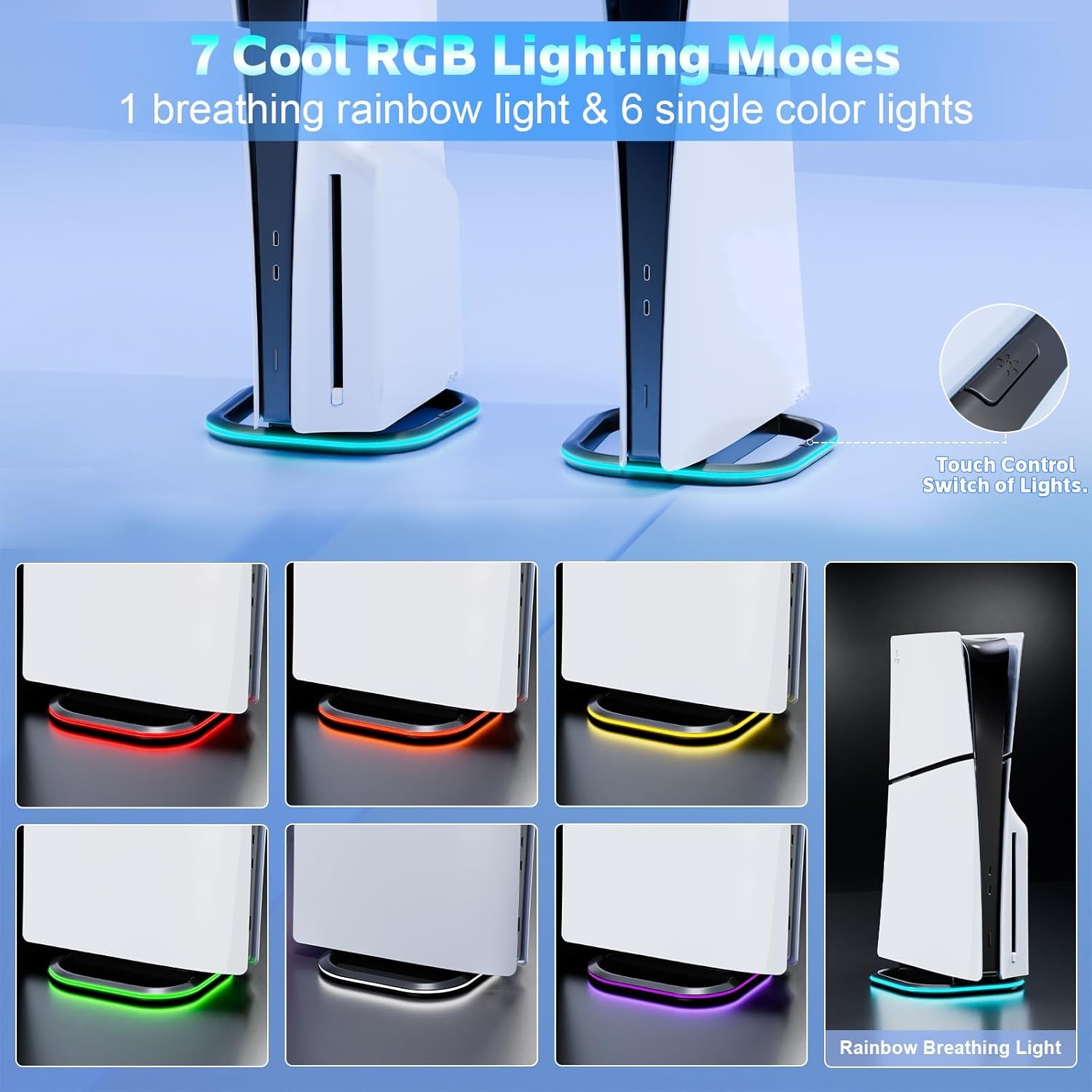RGB LED Vertical Stand for PS5 with Mounting Screw