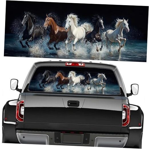 Truck Rear Window Graphic Decals, Beautiful Animal 22W x 66L inch Modern Horse
