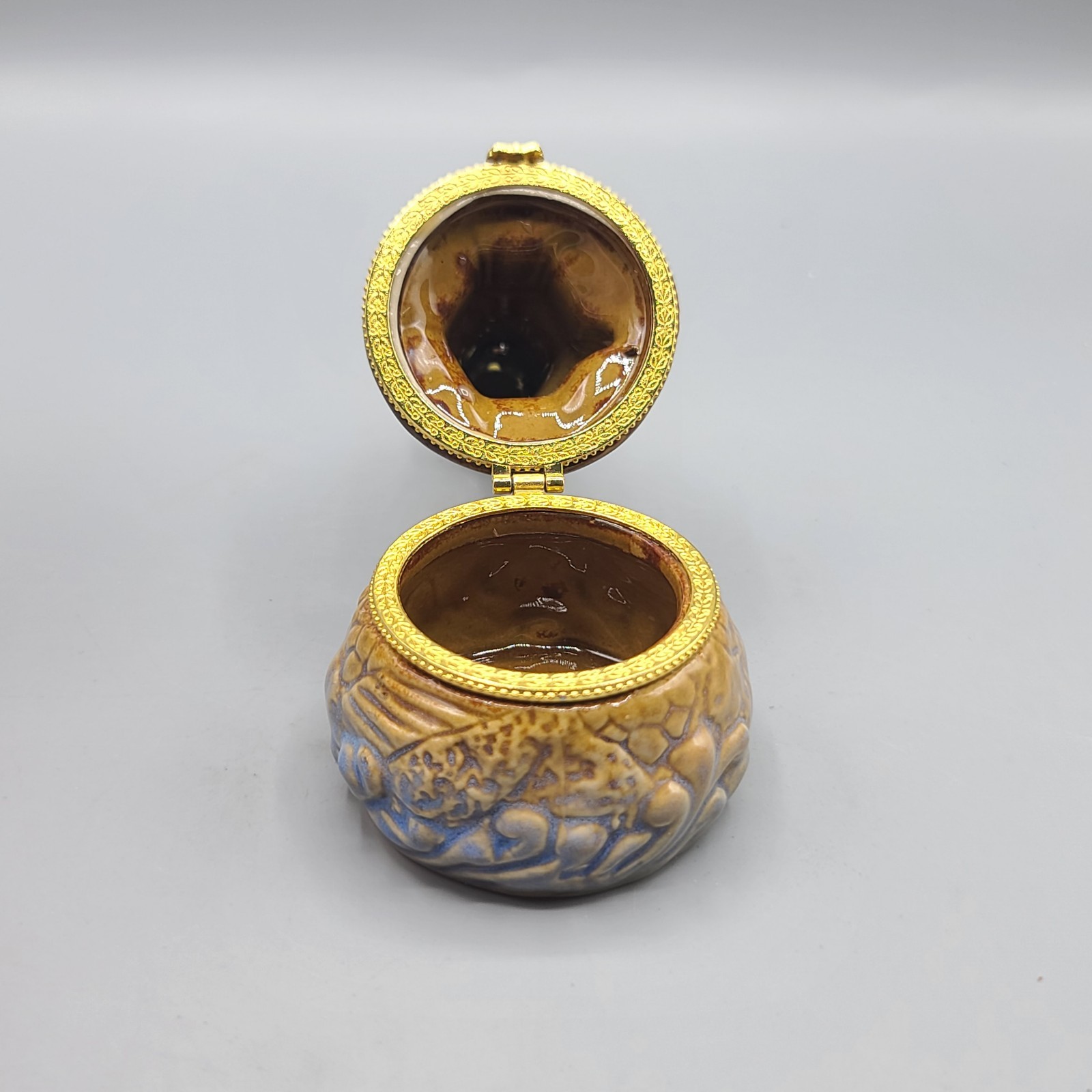 Glazed Collectible Lighthouse Themed Trinket Hinged Keepsake Box