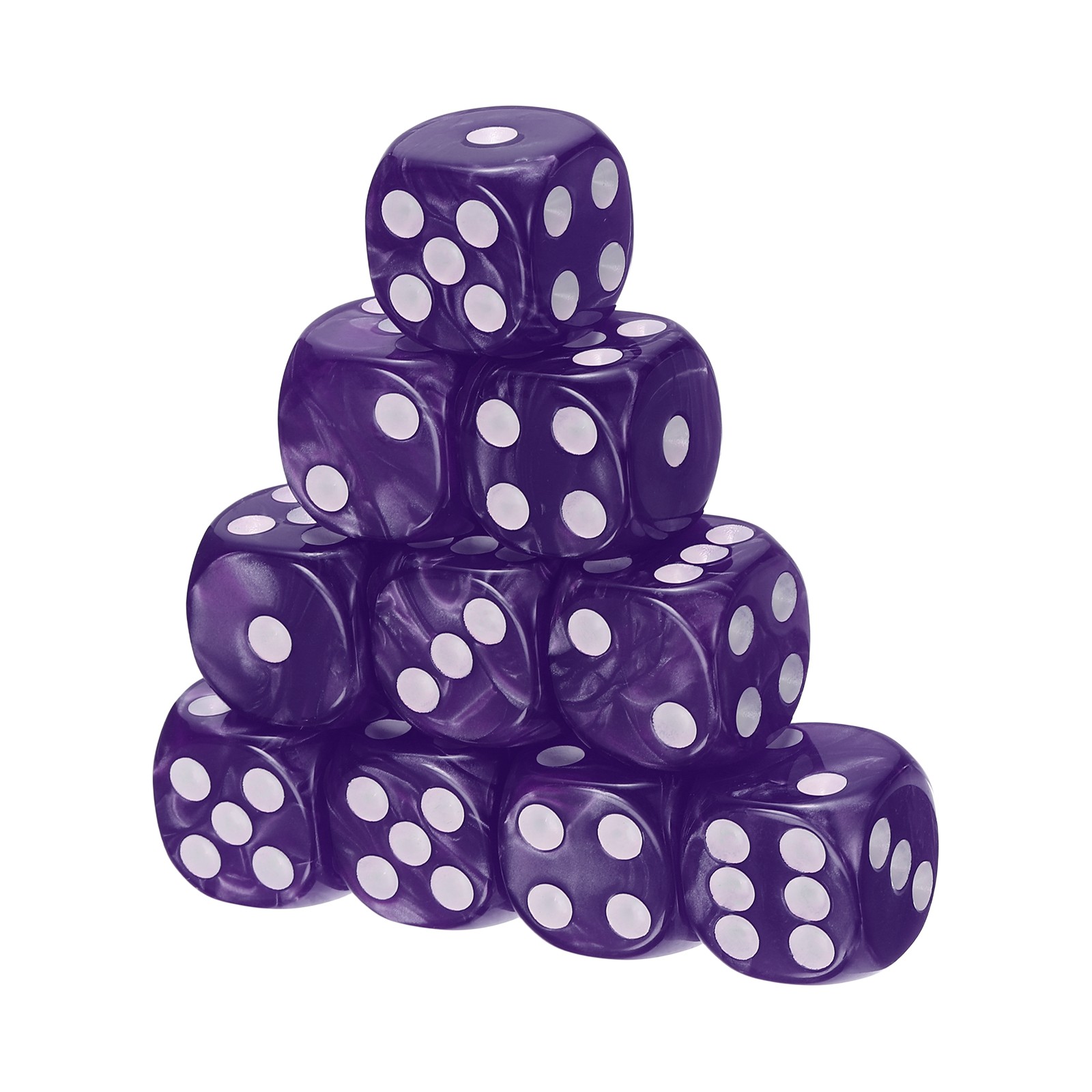 10Pcs Standard Game Dice Set 16mm Pearl Pattern Square Dice, Purple