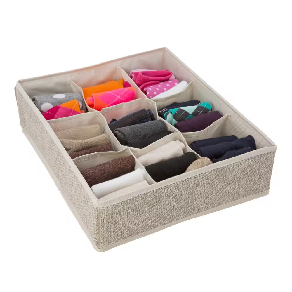 3.9 In. X 12.0. X 13.9 In. Beige Polypropylene Closet Drawer Organizer